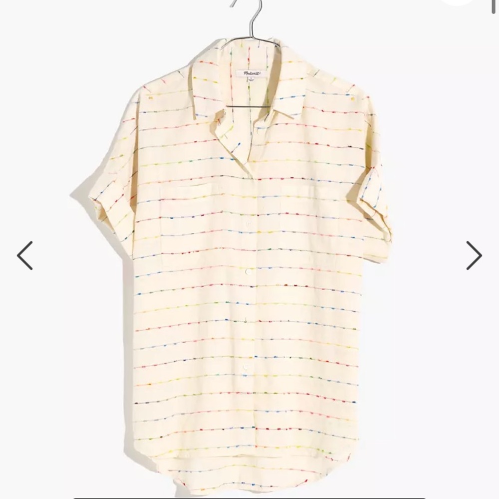 Madewell Courier Shirt in Flecked Rainbow Stripe XXS NWT